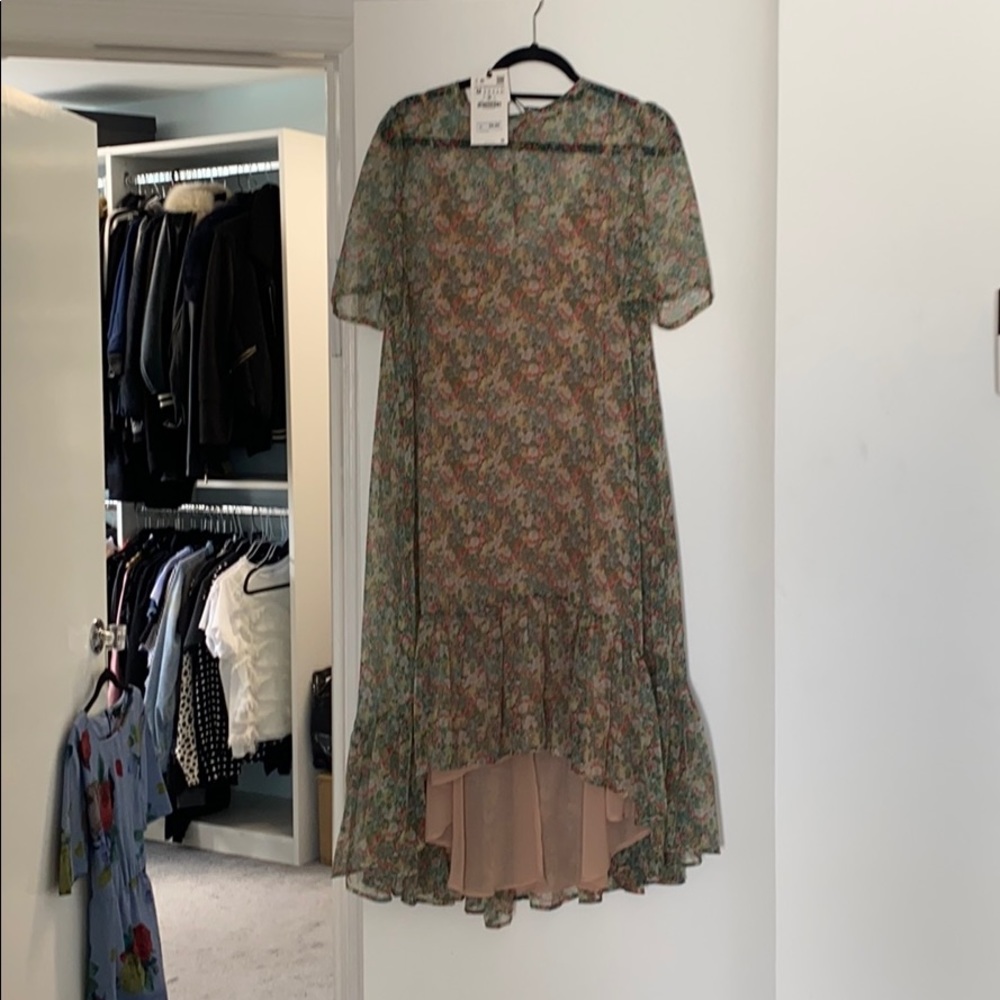 NWT Zara floral high low dress
